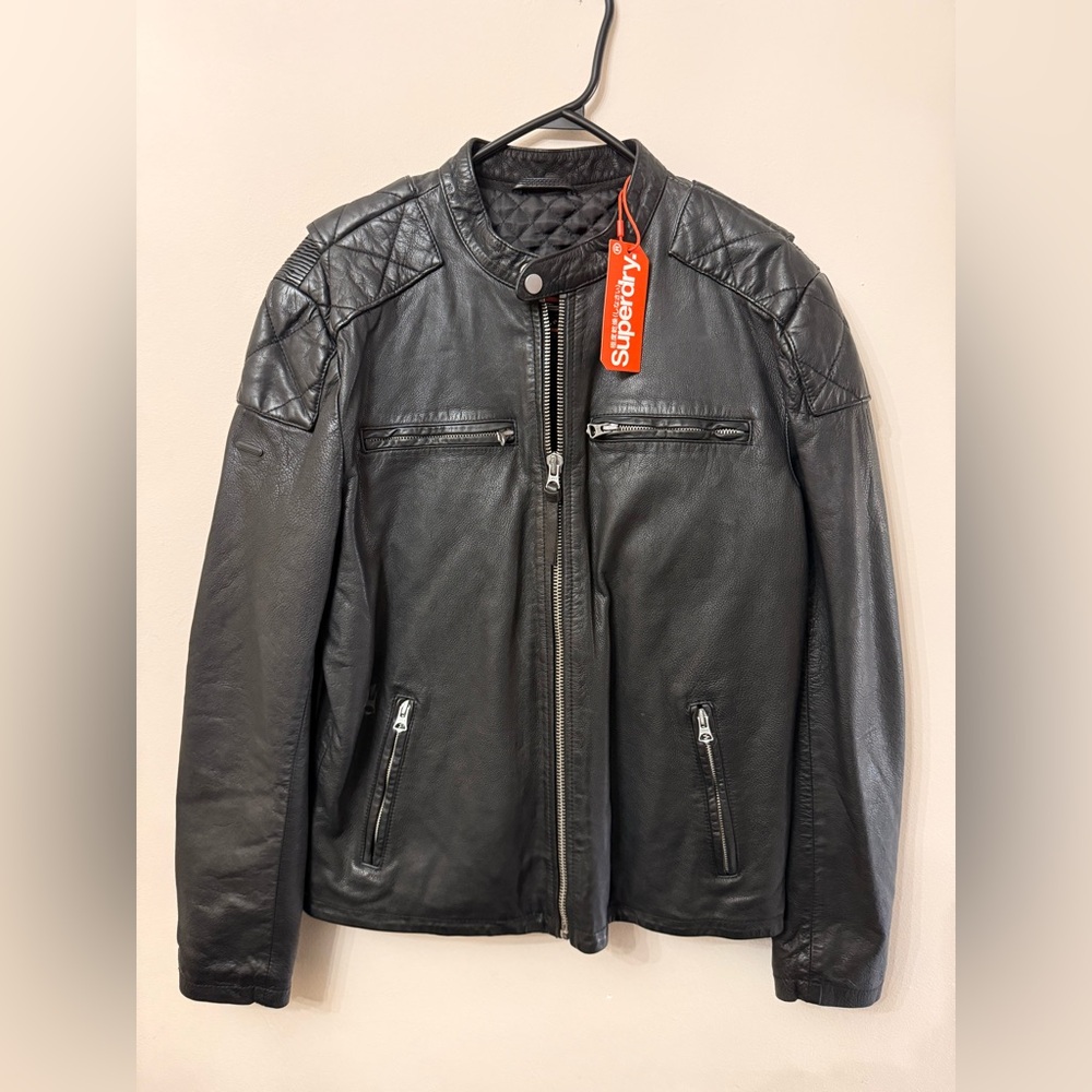 Superdry Black Biker Jacket for Men (brand new)